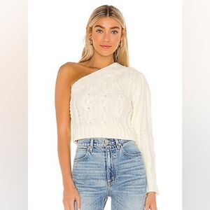 For Love And Lemons Quinn One Shoulder Cropped Sweater